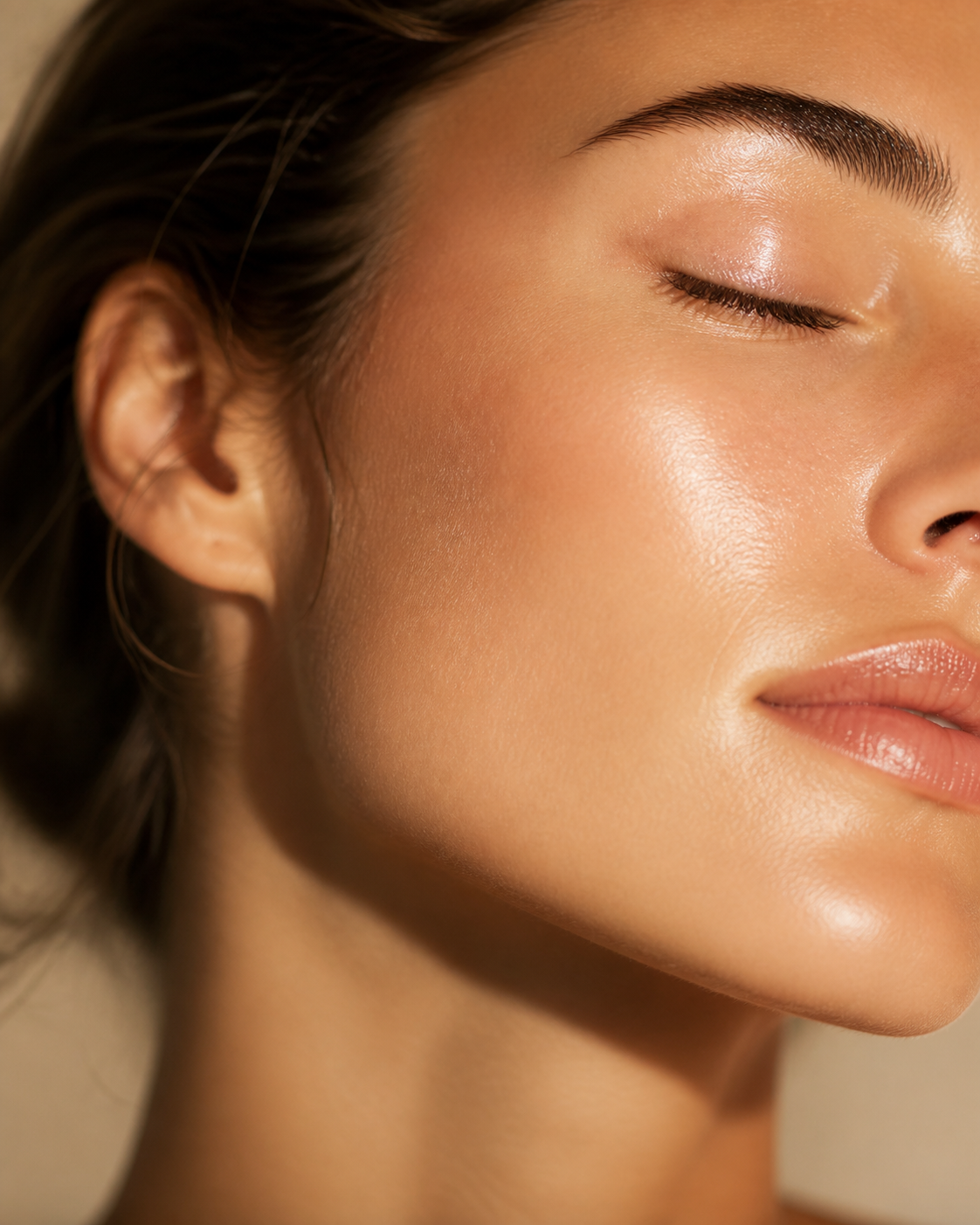 Glowing skin after microneedling treatment